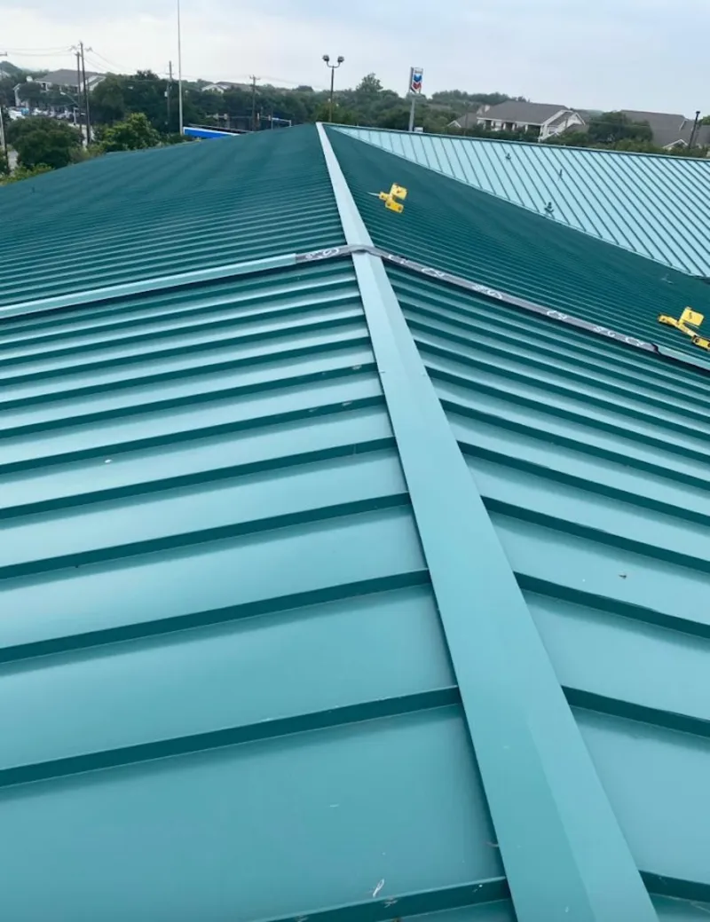 Green commercial metal roof ridge and valley for Metal Roof Repair in Fort Hood